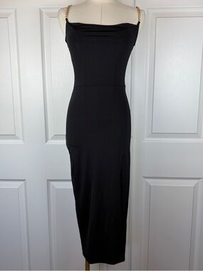 Windsor Black Chain-Strap Midi Dress